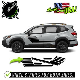BENINI DESIGN STUDIO - Side Door Hockey Stick Racing Stripe Decal Vinyl Graphics Kit Set Compatible with Subaru Forester 2017-2024 Wilderness Base and All Trim Levels (Matte Black) (White)