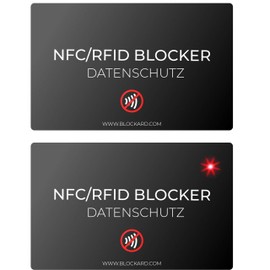 BLOCKARD NFC Auslese Blocker Card LED Indicator – 100% Protection Against Unauthorised Reading of Your Credit Card, ID Card, Bank Card, Credit Card, RFID Blocker, black, rfid wallet