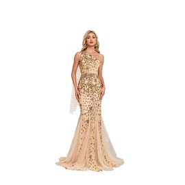 One Shoulder Glitter Mermaid Dress for Mother of The Bride Women's Sexy Sequin Formal Gown Champagne XXL