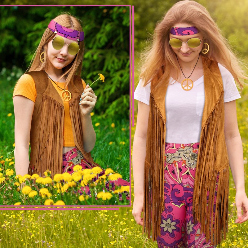 Haull 7 Pcs 60s 70s Disco Hippie Outfits for Women