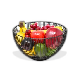 IPEA Metal Table Fruit Basket - Modern and Elegant Design - Fruit Basket for Fruit, Citrus, Nuts, Food - Fruit Bowl for Open Table Decoration - Black