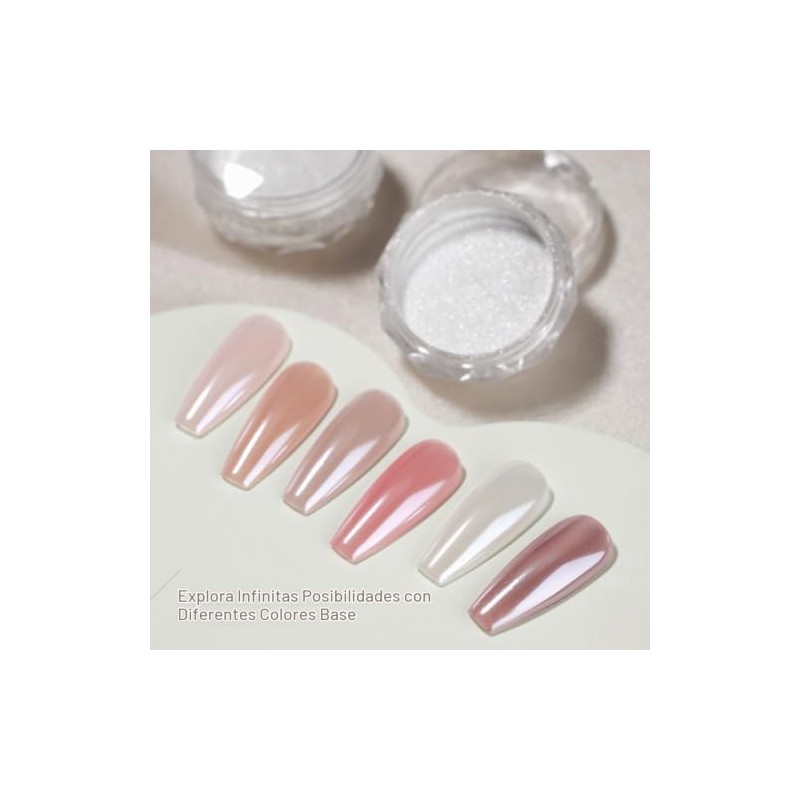 GAOY Polvo para uñas perla cromo blanco, pigmento brillante con