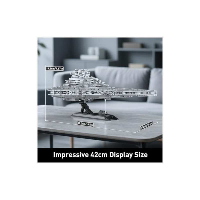 JG073 Imperial-Class Destroyer Model, 1845-Piece Spaceship Building Set, Build &