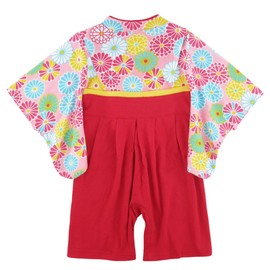 SHELISTEN Baby Hakama, Girls' Yukata Romper, 100% Cotton, Formal Kimono, 3-Piece Set, Includes Hair Band and Socks, 70, 80, 90, 95