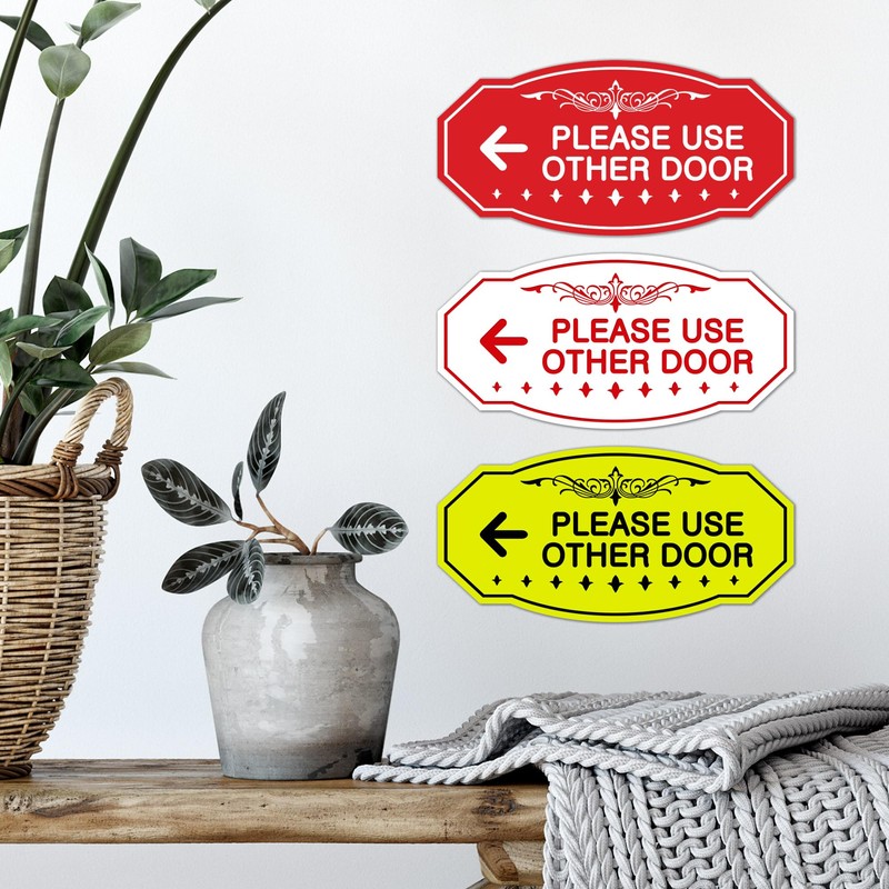 Signs ByLITA Victorian Please Use Other Door Left Arrow Sign