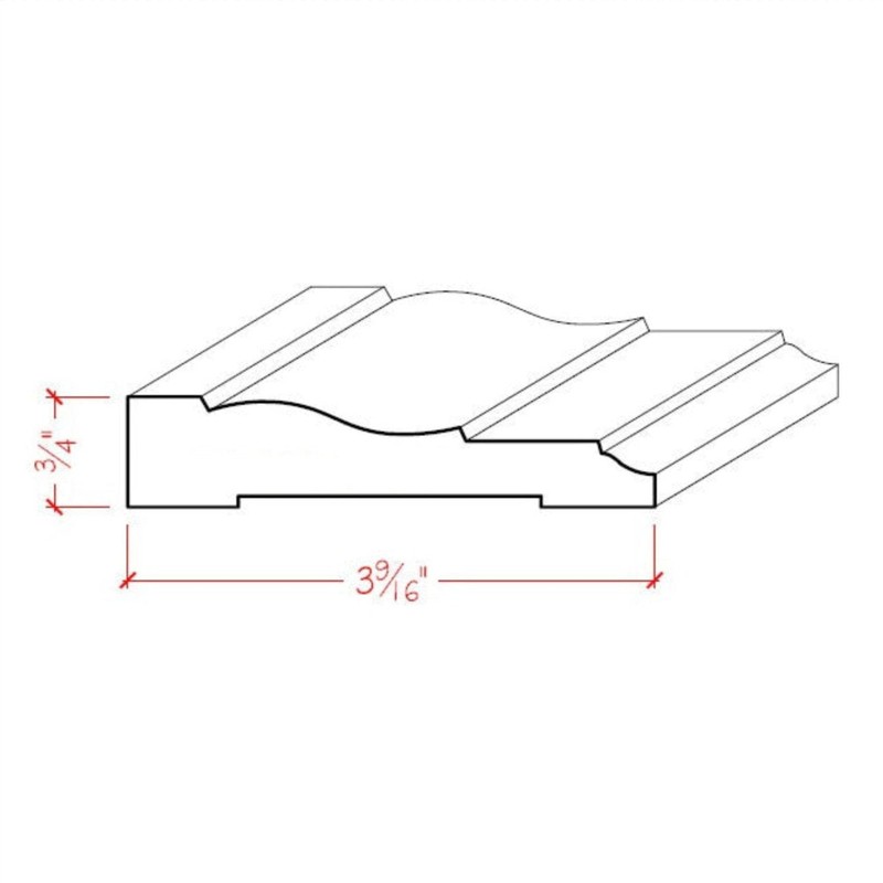 EWCA12 Colonial Casing 3-1/2" Wide x 3/4" Trim. Unfinished Moulding,