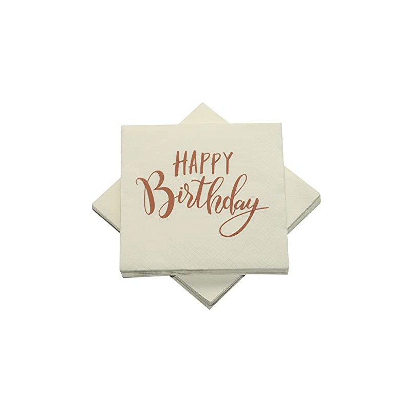 20 Napkins Happy Birthday 33 x 33 cm (Cream/Copper)