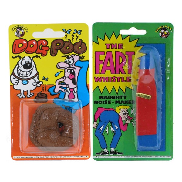 Funnyman Jokes Fart Whistle and Fake Dog Poo 2-in-1 Bundle