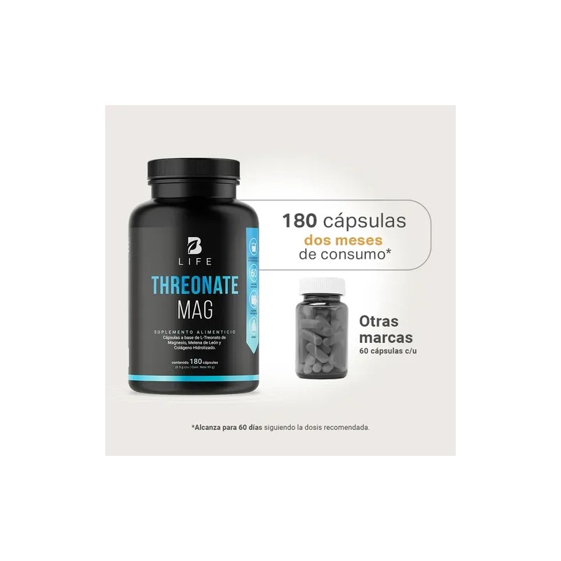 Threonato de Magnesio 90g, 180 Capsulas Blife