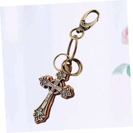 STOBOK Leather Keychain Pendant Cross Keychain Chain Punk Style Hanging Decoration