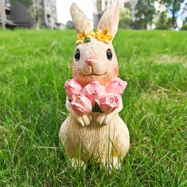 Editbar Solar Rabbit Figures, Garden Decoration for Outdoors, Rabbit Garden Figures, Gifts for Women, Mum, Weather-Resistant, Decorative Room Outdoor, Garden, Balcony, Patio Decor