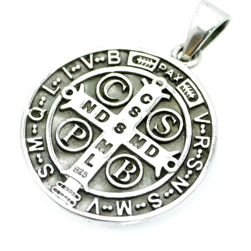 Silver One 925 Silver Saint Benedict Medal Pendant Top, Men’s