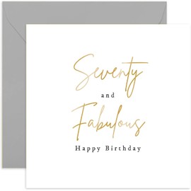 Old English Co. Seventy and Fabulous Birthday Card for Female Friend - Special Gold Foil 70th Birthday Card for Her - Mum, Auntie, Grandma, Nan, Bestie | Blank Inside Envelope