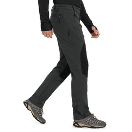 Moosehill Mens-Snow-Ski-Pants-Fleece-Lined-Pants Waterproof Winter Snowboard Softshell Pant Insulated Zipper Bottom Leg for Hiking Outdoor Work(Dark Grey,40)