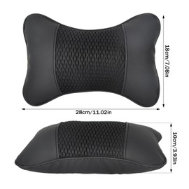 Tolenre Car Headrest PU Leather Comfortable Car Neck Pillow 28 x 18 cm Car Seat Head Neck Support Cushion Breathable Car Cushion Leather Anti Fatigue Cushion Shock Absorption Car Accessories (Black)