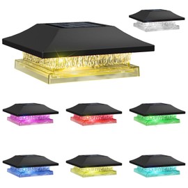 Viewsun 8 Pack Solar Post Cap Lights, Outdoor Fence Solar Powered Cap with 4 Lighting Modes Waterproof Light Decorative for Deck Patio or Garden Decor, Fits 4x4 Wood Vinyl Posts