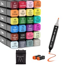 Banral Alcohol Markers, 24 Colors Dual Tip Alcohol Based Art Marker Set for Artists Adults, Permanent Drawing Pens for Adult Coloring Sketching Illustration