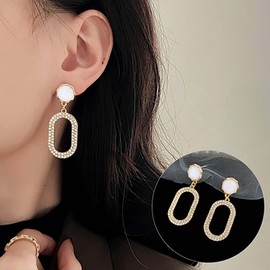 Yheakne Boho Oval Kristall Ohrringe Gold Cz Rechteck Baumeln Ohrringe Vintage Opal Stein Ohrstecker Strass Geometrische Ohrringe Schmuck Für Frauen Und Mädchen