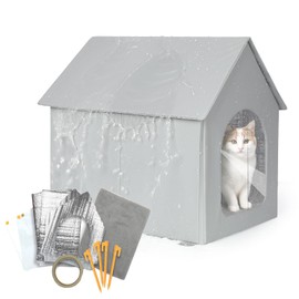 Outdoor Cat House Waterproof, Insulated Cat House with Removable Mat Indoor & Outside, Outdoor Cat Shelter for Feral in Winter, Quick & Easy Assembly