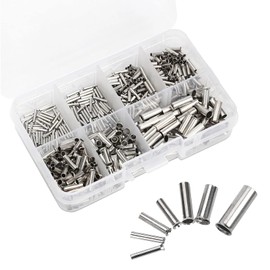 Teansic 600 Pcs 7 Sizes Wire Ferrules Kits Tinned Copper Crimp Connector AWG 22-10 Non Insulated Ferrules Pin Cord End Terminal Assortment Kit
