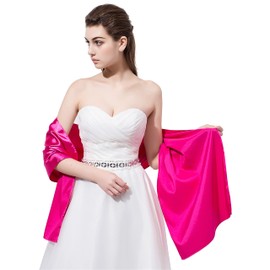 Bufanda de satén larga y ligera para mujer (F18), Azul marino, Talla única