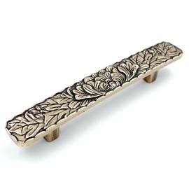 JETLAND Bridged Drawer Cabinet Pulls, 6-Pack Antique Brass 3" Hole Centers, Antique Peony Solid Cast, TG0115AB076