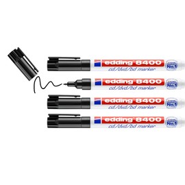 edding 8400 Bullet Tip CD Marker Pack of of 4 - Black