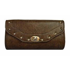 Motorcycle Distressed Brownn PVC Classic Hand Bag withTwist Lock Closure toolbag