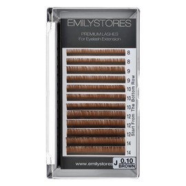 EMILYSTORES Brown Eyelash Extensions 0.10MM Lashes J B C D Curl 8-14MM Length Mix Size (Brown 0.10 J)