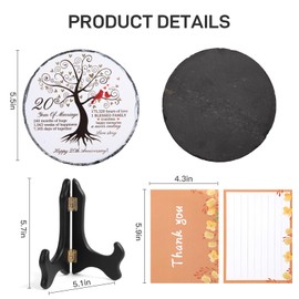 Lotoo China 20th Anniversary Slate Plate for Couple Gifts, White Elegant Keepsake Wedding Gifts for Couples, Husband, Wife, Parents