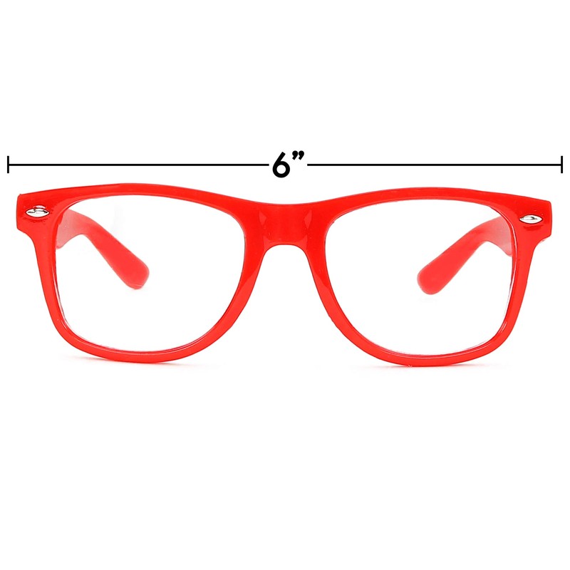 Skeleteen Red Clear Lens Glasses - 80's Style Non Prescription