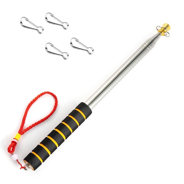 Telescopic Handheld Flagpoles with Clips Portable Flag Pole Lightweight Extendable