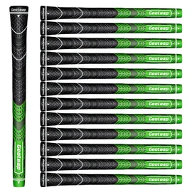 Geoleap ACE-C Golf Grips Set of 13- Cord Rubber, Hybrid Golf Club Grips, Standard/Mdisize, 10 Colors Optional. (Green, Standard)