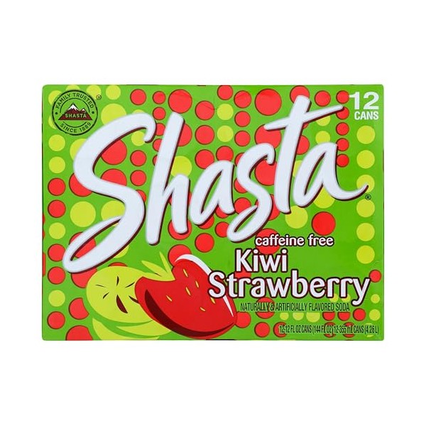 Shasta Soda, Kiwi Strawberry, Caffeine Free, 12 oz can, 12