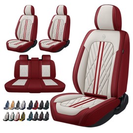 ANKIV Universal Fit Waterproof Breathable Nappa Leather Automotive Vehicle Car Seat Covers Set Cushion Protector for Sedan SUV