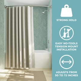 Zenna Home Rustproof Curved Shower Curtain Rod, No Drill Adjustable Curved Tension Shower Curtain Rod for Bathroom, Easy Install, Rounded for Extra Room and Comfort, 50 to 72 Inches, Satin Nickel