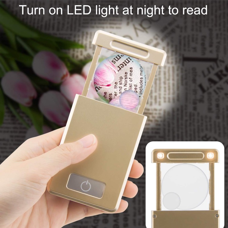 BIGMONAT Ultralight LED Magnifier, 3X 5X Pocket Lighting Magnifier, High