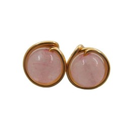 Stud Earrings Gemstone Rose Quartz Gold-Pl