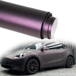 AuMoHall Matte Metallic Black to Charming Dark Purple Satin Chameleon Vinyl Wrap Color Change DIY Vehicle Vinyl Film, 59.84'' x 23.62''