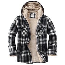 WINDFIT Women's Full Zip Fleece Flannel Jacket Plaid Sherpa Lined Jacket for Women Black X-Large