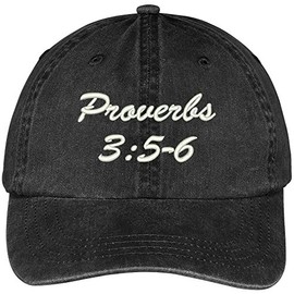 Trendy Apparel Shop Bible Verse Proverbs 3:5-6 Embroidered Pigment Dyed Cotton Baseball Cap - Black
