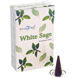 Stamford White Sage Incense Cones-15 sticks, Bamboo, 5x15x23 cm