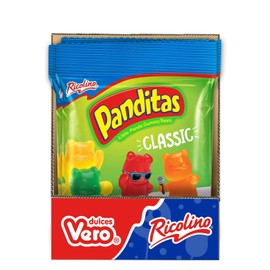 Ricolino Panditas Little Panda Gummy Bears - Strawberry, Lime, Pineapple & Orange Candy - Classic Flavor, 4.4oz (6 bags)