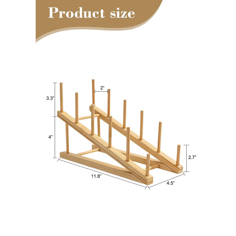 5 PCS Bamboo Tiered Display Stand – Plate Stands for