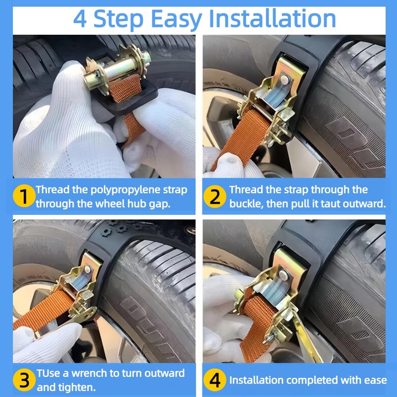 6 Pack Universal Tire Chains,Emergency Portable Snow Chains Suitable for