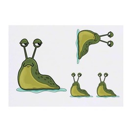 4 x 'Grumpy Green Slug' Temporary Tattoos - Water Resistant, Skin-Safe, Non-Toxic Transfers, Mixed Sizes (TO00074924)