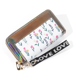 Gosyfeti Double Zipper Wallet for Women, Large Capacity Wristlet Long Purse, Bifold Wallet Cell Phone Holder for Female Ladies College