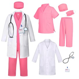 Kids Doctor Cosplsy Costume Children's Role Playing Costume with a variety of accessories Suitable for boys and girls aged 4-12