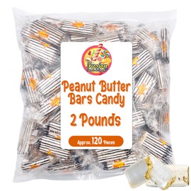 Peanut Butter Bars Candy - 2 Pounds (Approx 120 Pieces), Peanut Butter Candy Bars In Bulk Bag, Individually Wrapped Old Fashioned Treats