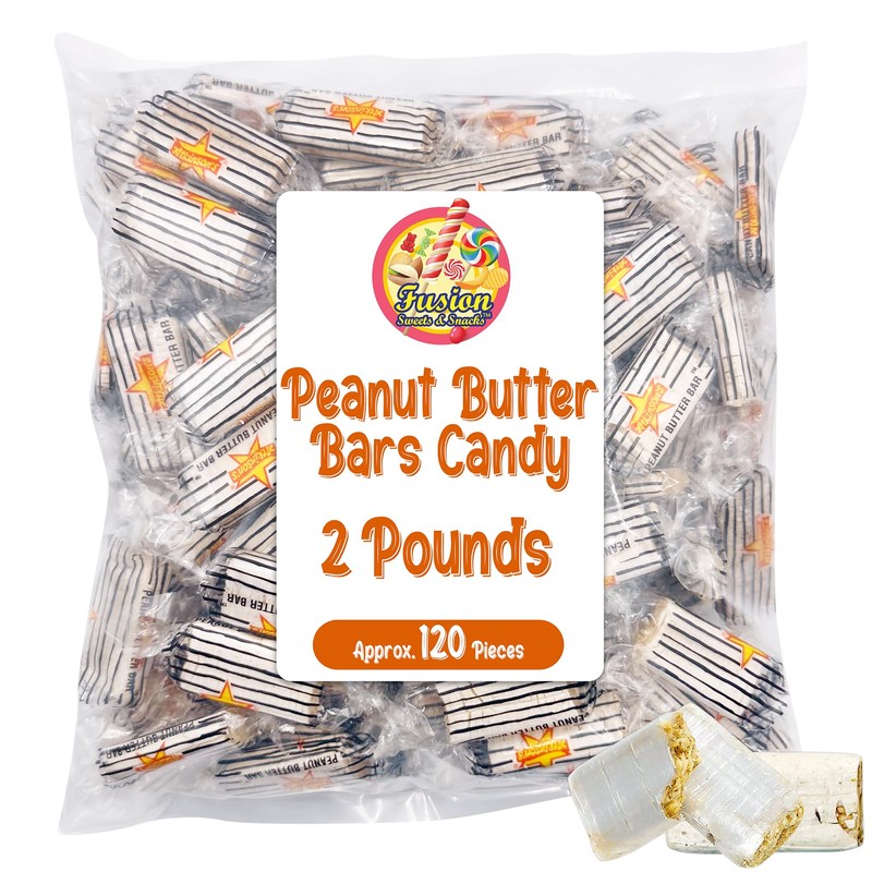 Peanut Butter Bars Candy - 2 Pounds (Approx 120 Pieces),